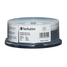 Verbatim M DISC BD-R 25GB 4X Lifetime Archival 퓨어 화이트 잉크젯 고속 허브 인쇄 가능한 빈 블루레이 기록 미디어 - 10팩 스핀들 145, 25팩 스핀들, 50 GB - 8X 145541