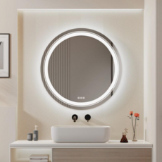 WISFOR LED 원형 직간접 3색 조명거울 600mm 김서림방지 KC인증 메이크업조명 욕실 화장대거울, 3색조명 600mm