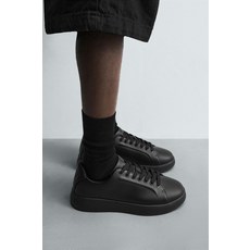 ZARA 자라 남성 슈즈 스니커즈 레더 포멀 모노크롬 청키 트레이너 - 블랙 167260