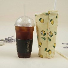 텀블러가방 음료보관 나들이용품 일러스트 휴대용 외출 보냉파우치 4종 패턴, 1개, 노랑_FREE