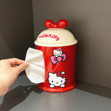 귀여운 키티 휴지 롤 티슈 보관함 케이스 장식 인테리어 소품 두루마리, 레드, 1개