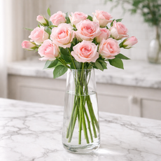 하스몰 시그니처 장미 로맨틱 로즈 조화 꽃 4묶음 70cm, 1개, 라이트 핑크