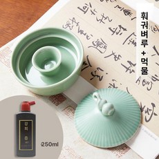 먹물 종지 문방사우 필세뚜껑 캘리그라피 서예용품 동양화, 1개, 비메이 + 먹 250ml