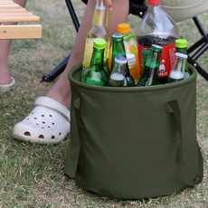 물동이 설거지통 아이스버킷 카키 접이식 10L 가방 보관
