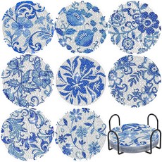 다이아몬드 아트 터 블루 플라워 페인팅 키트 5D DIY 릴 터와 공예품 홀더 8개 PCS