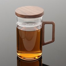 우디스트 내열유리 티머그 300ml 뚜껑유리컵