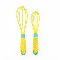 硅膠打蛋器家用鷄蛋起泡手動攪拌器攪拌棒大小號套裝 - 廚房烘焙必備, 玉米手柄2個套裝 大號小號, 1個