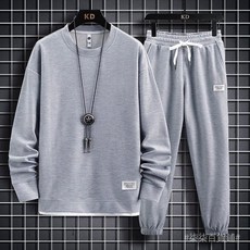 華夫格套裝男秋季新款休閒運動長袖長褲兩件套潮牌帥氣一套裝衣服 休閒套裝 運動套裝 日韓風 潮流套裝