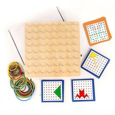 兒童益智木質幾何釘板玩具 幼兒園數學空間建構教具, 1個, 幾何釘闆15cm