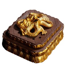 紫砂描金祥龍沉香爐 創意盤香盒茶室用具擺件, 描金祥龍盤香爐