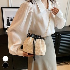 복조리 왕골 체인 버킷백 여름 가방 여자 미니 밀짚 크로스백 캐주얼백