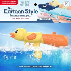 兒童背包水槍 卡通造型大容量抽拉式水槍 台灣現貨可愛戲水玩具, 1個, 黃鴨大水槍