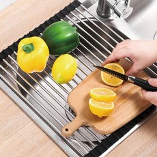 주방롤매트 그릇 접이식 식기건조대 물빠짐트레이 대 선반 패드 미니 주방 설거지건조대 싱크대 롤매트 밧 원룸 자취 미니 기숙사 탕비실 MD2026-TRC001, 블랙
