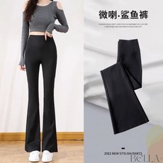 BELLA+ 交叉腰平口高腰喇叭鯊魚褲 瑜珈運動長褲 S-XXL 女性服飾