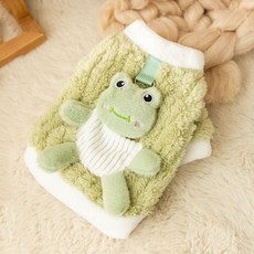 寵物衣服 秋冬保暖 貓咪 狗狗 中小型犬 加絨加厚 牽引扣 兩腳毛衣 寵物保暖衣, 1個, 綠色青蛙,M（建議體重5-8斤）