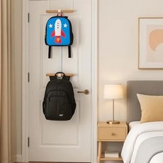 HK sell 판테 다용도 도어행거 문걸이 가방 모자 걸이 우드 2단 수납 거치대, 1개, 화이트