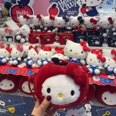 臺灣出貨 2025新款毛絨KT貓單肩零錢包 可愛軟萌肩帶可拆卸