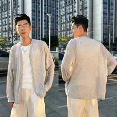 여름 남자 얇은 통기성 카디건 캐주얼 편안한 자외선차단 자켓 아우터