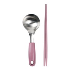 냠냠쿡 호로록 미니국자+젓가락 2종세트, 다크핑크, 1세트
