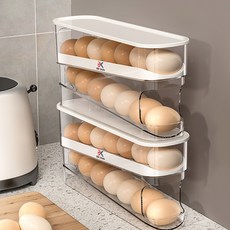 비케이 스타일 롤링 계란 트레이 자동 디스펜서, 화이트, 1개