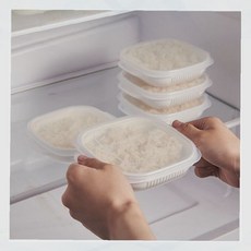 밥 냉동보관용기 전자레인지 해동 소분용기 냉동실 보관통 가정용 밥통, 1개, 화이트 3개입
