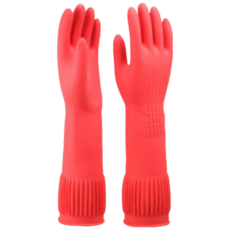 卡好 中厚加長 橡膠手套 660型 清潔手套 農用手套 廚房手套 洗碗手套 防水 防滑 防寒 1打12雙, 紅色, 中 (M), 1個
