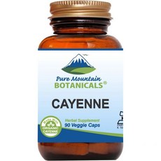 Pure Mountain Botanicals Cayenne Pepper Capsules - 90 Kosher Vegan Caps with 500mg Cayenne Pepper, 1개