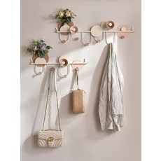 [모던 디자인] 뒤꽃이 바나나핀 가로집게핀 현관문 후크, U자 8구 크림 화이트