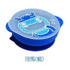 Marcus&Marcus 動物樂園幼兒自主學習吸盤碗含蓋 (6色任選) 台灣代理公司貨 檢驗合格, 藍, 1個