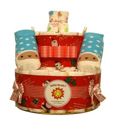 아기 산타 축복 임신 출산 50일 100일째 돌잔치용 어린이집선물 기저귀케이크2단 완성품, 남아용, 28개