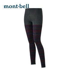 【mont-bell】Jacquard 圖騰內搭褲 女款保暖緊身褲 - 淺灰