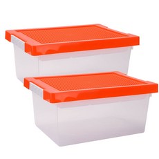 HK.sell 다용도 블럭 박스 장난감 레고 정리함 2P, 오렌지색