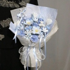 모루 꽃다발 키트 기념일 선물 취미 만들기 공예 재료, 로맨틱 문라이트블루 혼합 A, 1개