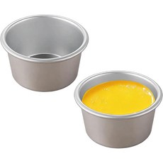 KGCGJVB 2팩 미니 플란 몰드 작은 푸딩 개별 컵 라즈베리 수플레 팝오버 파이 타르트 케이크 알루미늄 베이킹 3.4x2