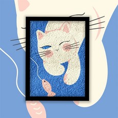 고양이 그림 그리기 백드롭페인팅 디지털 DIY 풀세트 유화, 1개, C. 파란색 배경