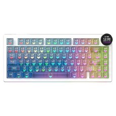 에이재즈 AK820 V2 프로 스마트 스크린 RGB 3모드 유무선 키보드, 클리어 핑크 그라데이션, 라이치 축, 제조사축