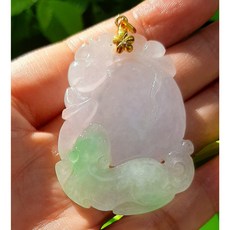 天然高檔 冰種春彩 如意桃子豹大墜子 義大利750, 1個