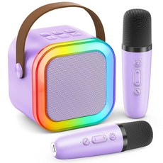 Mini Karaoke Microphone Singing Speaker Player with 2 Wireless Microphones Kids' Birthday Gift (P, Mini Karaoke Microphone Singin