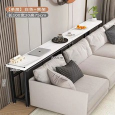 틈새 선반 침대 폭좁은 공간 테이블 헤드 사이드, 단층 100x20cm-흰색 대리석