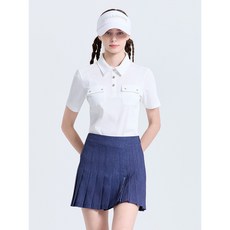 챌린저 여성 슬림핏 Y카라 반팔 티셔츠 화이트 CHF2WST6638WH