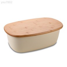 北歐風麵包收納盒大容量木蓋砧板麵包收納籃子Bread Box, 橢圓形 6L, 1個