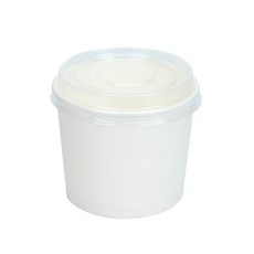350cc 종이그릇 100개 투명뚜껑포함 쿠키 과일 컵밥 배달 일회용용기, 1개, 1개