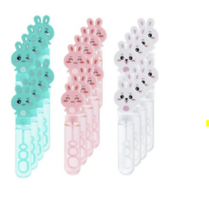 퍼줌 큐티 토끼 비눗방울 3종 x 8p 세트, 하늘, 분홍, 하양, 1세트