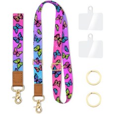 폰 래퍼드 크로스바디 스트랩 베이지색 휴대폰 목걸이 목걸이용 손목끈 손목 단색 조절 가능 키 케이스 액세서리 여행 필수품, Butterfly