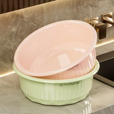 現/貨 大號洗臉盆家用三件套洗菜盆子學生宿捨高顏值加厚洗衣洗腳塑料盆, [霧苔綠+蜜桃粉]2個裝-小號, 1個