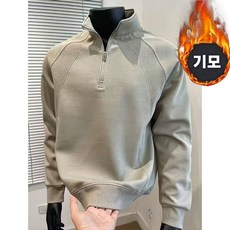 남성 기모 맨투맨 긴팔티 루즈핏 데일리 도툼한 추동 반집업 긴팔티