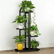 Tiger Pavilion 북유럽 스타일 철제 화분 스탠드, 4단, 블랙