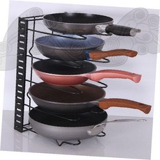 주방수납 프라이팬 뚜껑 보관 벽걸이 선반 거치 랙 싱크대 공간활용 정리용품 철제, 1개, 단면5단