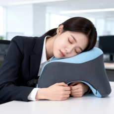 편안한 메모리폼 낮잠 베개 사무실 책상 엎드려자는 쿠션 낮잠 베개, 블루