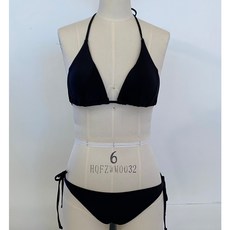 性感綁帶比基尼 繞脖低腰集中爆乳兩件式泳裝，度假海灘必備，展現迷人曲線, 黑色